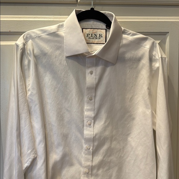 Thomas Pink Brand Dress Shirt Slim Fit White Formal Wear Men's 16 1/2 Cotton - Picture 2 of 12